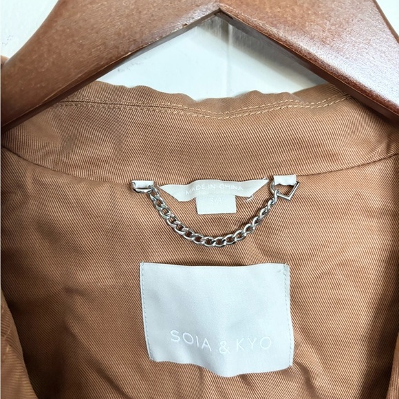 SOIA & KYO revolve Nousha Tailored Coat Size SM tencel brown tan - Picture 4 of 13